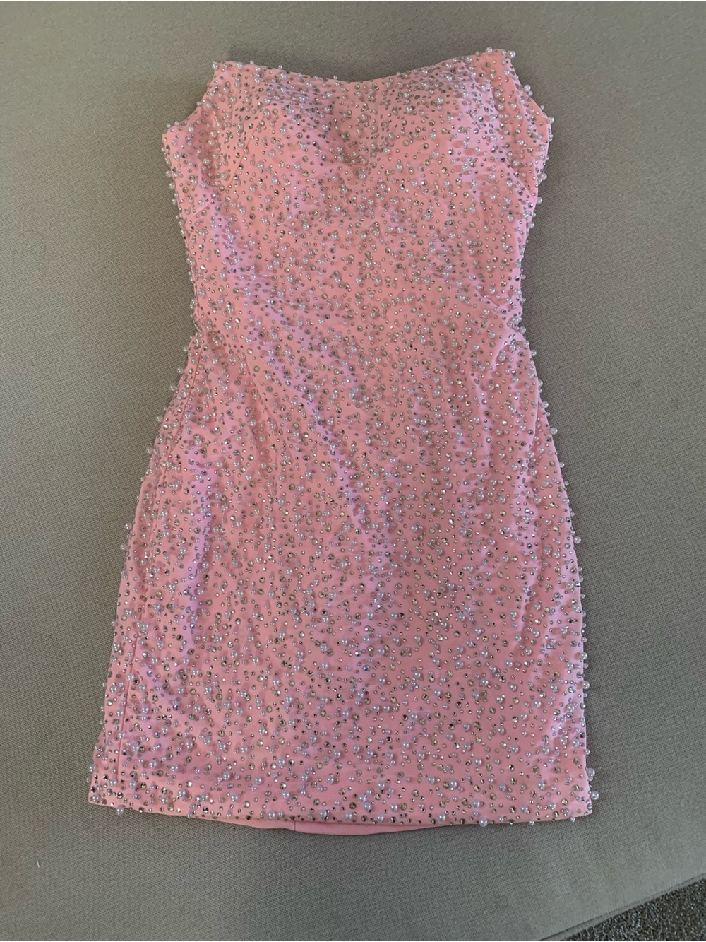 Strapless Pink Beaded Cocktail Dress